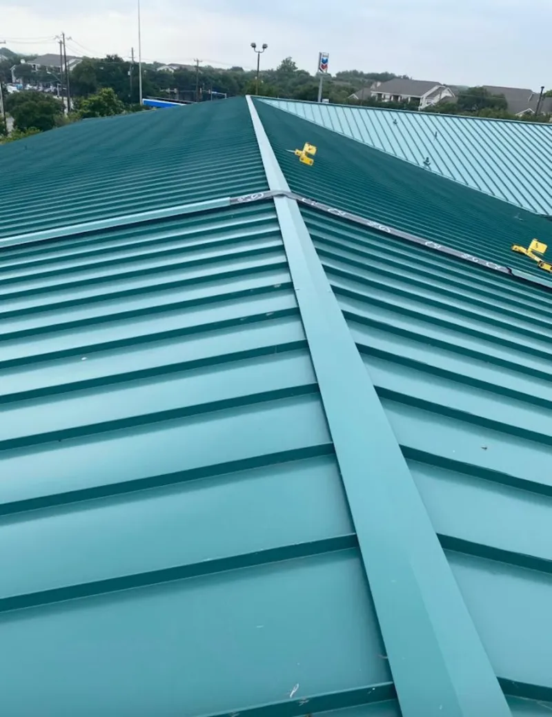 Green commercial metal roof ridge and valley for Metal Roof Repair in New Paltz